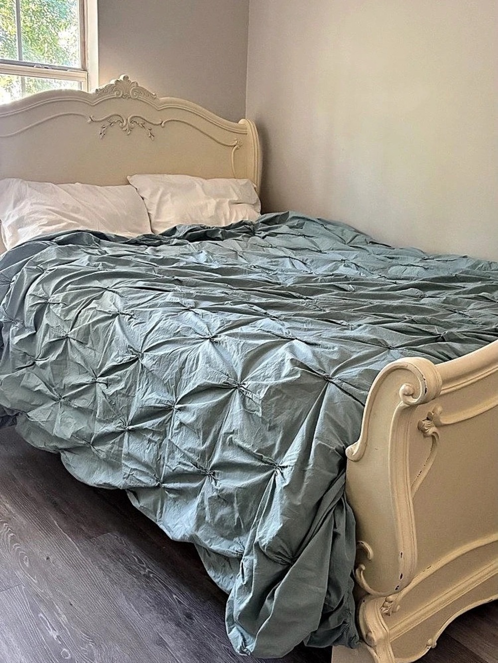 (Queen) West Elm Organic Pintuck Duvet Cover Teal